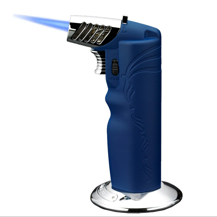 Siglo Blue & Chrome Dual Flame Table Lighter
