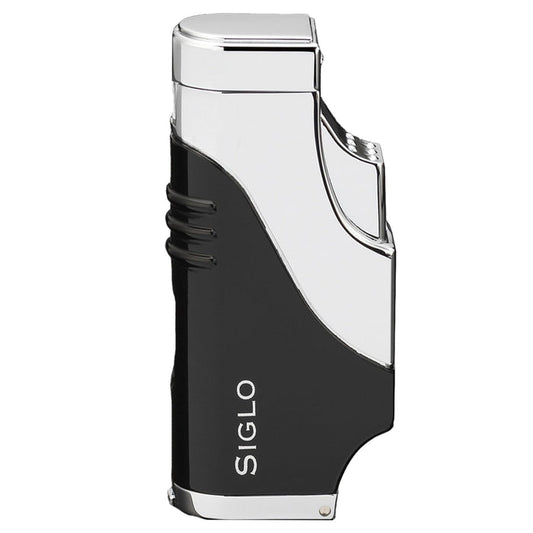 Siglo Triple Flame Shiny Black Chrome Lighter