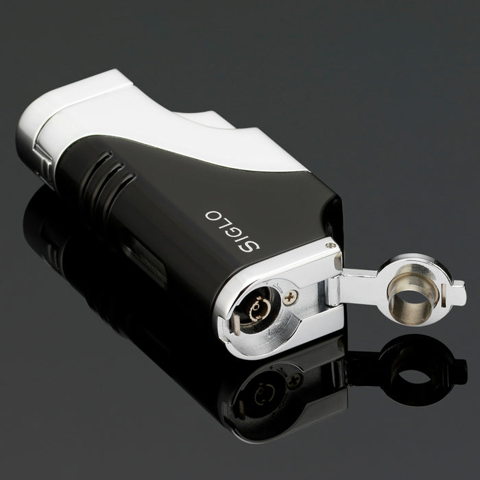 Siglo Triple Flame Shiny Black Chrome Lighter