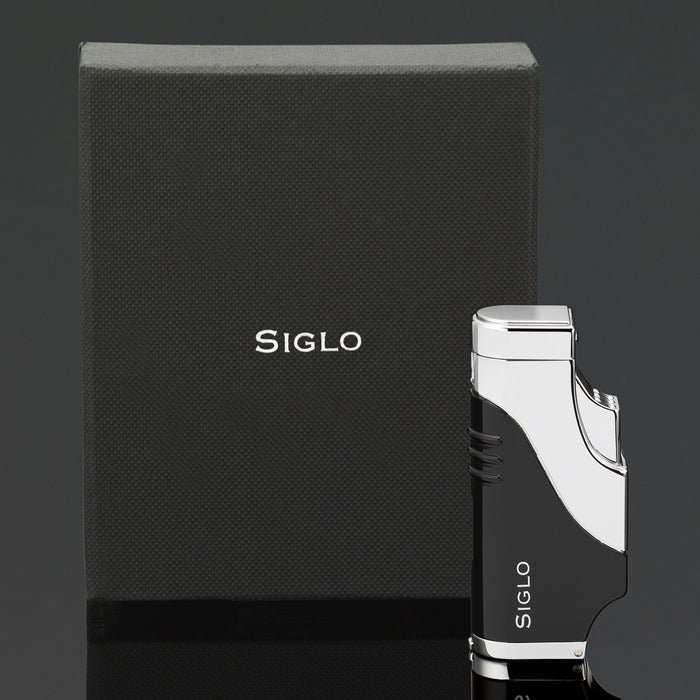 Siglo Triple Flame Shiny Black Chrome Lighter
