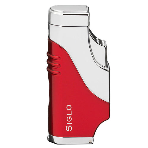 Siglo Triple Flame Shiny Red Chrome Lighter