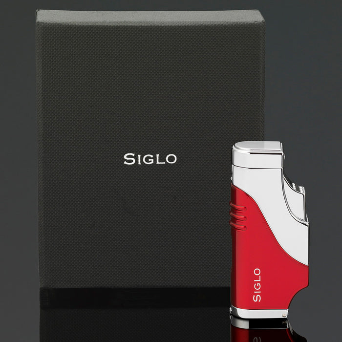 Siglo Triple Flame Shiny Red Chrome Lighter