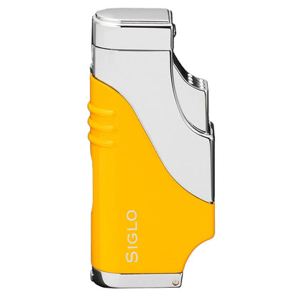 Siglo Triple Flame Shiny Yellow Chrome Lighter