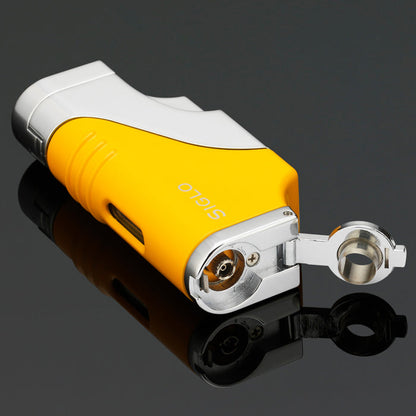 Siglo Triple Flame Shiny Yellow Chrome Lighter