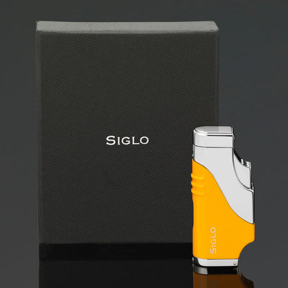Siglo Triple Flame Shiny Yellow Chrome Lighter