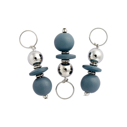 RED BEAUTY by KISS signature braid charms set of three silver and matte blue bead hair accessories with ring loops