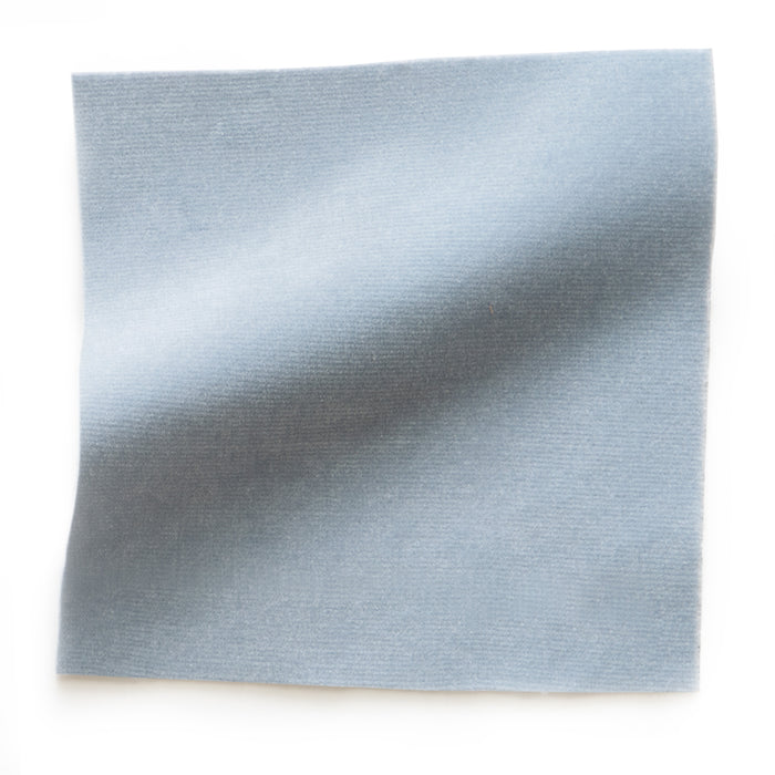 Sky Velvet fabric swatch showing soft, elegant texture and color, perfect for Pepper Home custom upholstery projects.