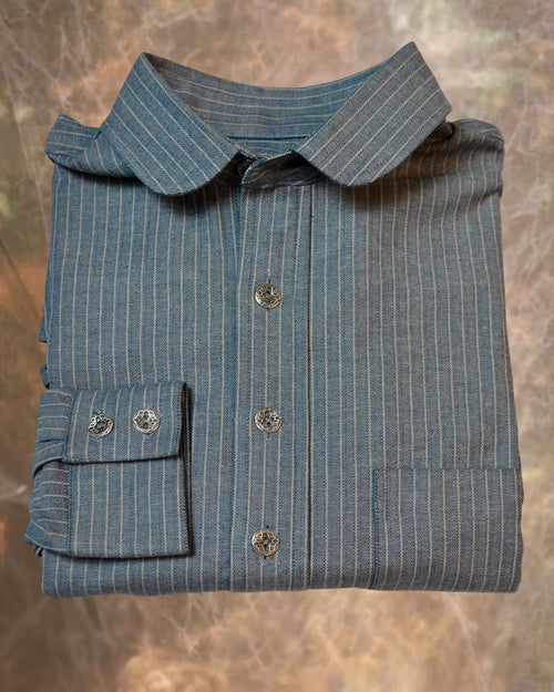 Slate Blue Herringbone Stripe Men's Dakota Shirt