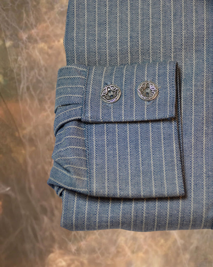 Slate Blue Herringbone Stripe Men's Dakota Shirt