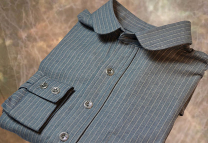 Slate Blue Herringbone Stripe Men's Dakota Shirt
