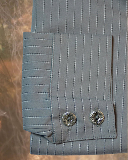 Slate Grey Ticking Stripe Men's Dakota Shirt