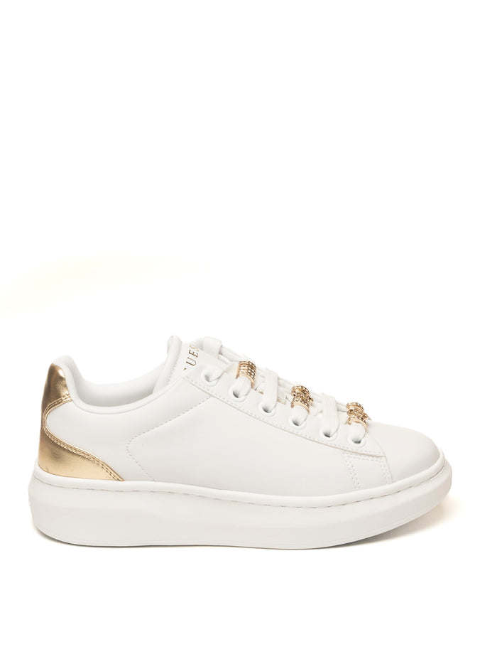 GUESS Sneaker fiona charme bianco/oro FLJFIO ELE12 FIONIA-WHT/PLT