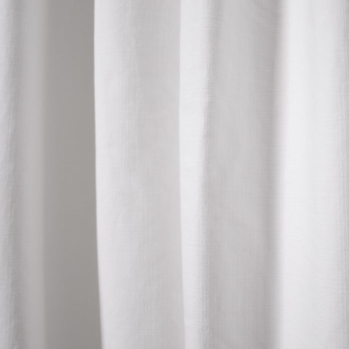 Snow curtain fabric in soft cotton texture with subtle weave, made-to-order with short lead times, manufactured in the USA quality.