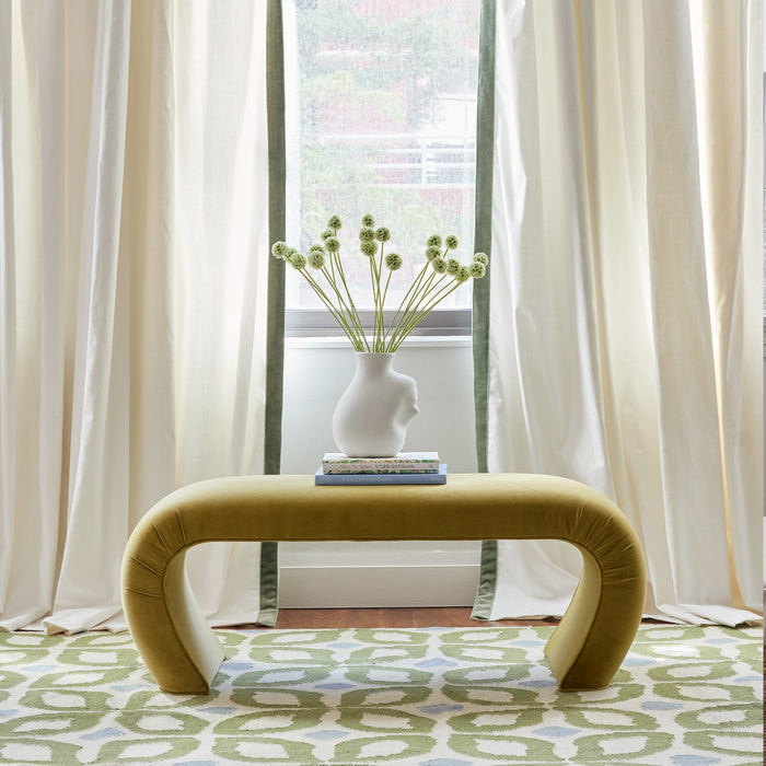 Snow cream curtains in a bright room made to order manufactured in the USA with short lead times