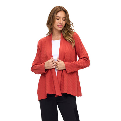 Soft Ribbed Knit Cardigan in Chili - CS304-CLI