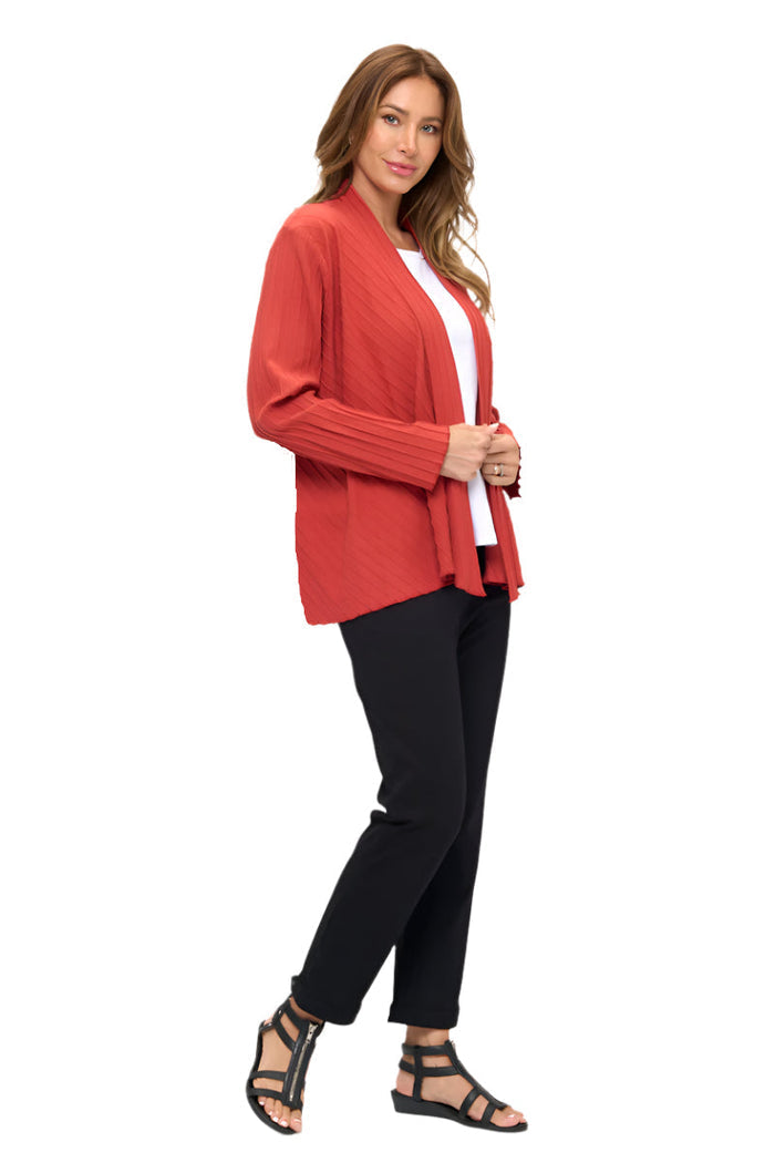 Soft Ribbed Knit Cardigan in Chili - CS304-CLI