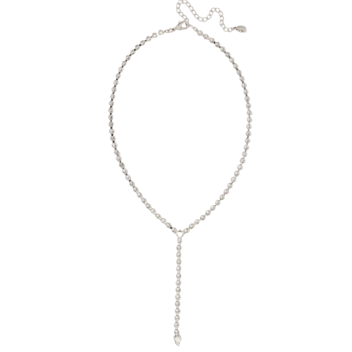 Sorrelli Lena Lariat Long Necklace with crystal accents in a silver-tone finish