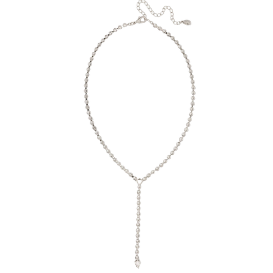 Sorrelli Lena Lariat Long Necklace with crystal accents in a silver-tone finish
