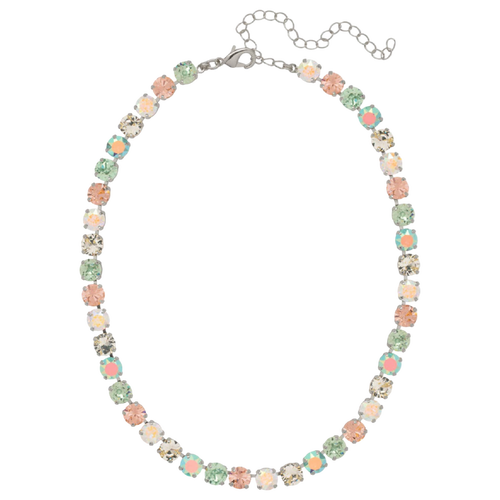 Sorrelli Matilda Choker Necklace with pastel and iridescent Rainbow Quartz crystals in a palladium-tone finish