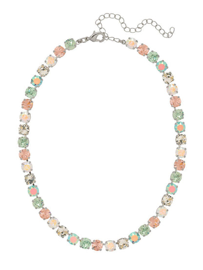 Sorrelli Matilda Choker Necklace with pastel and iridescent Rainbow Quartz crystals in a palladium-tone finish