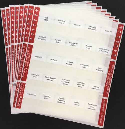 Set of pre-printed adhesive tabs with red edges for organizing South Carolina commercial electrical code books