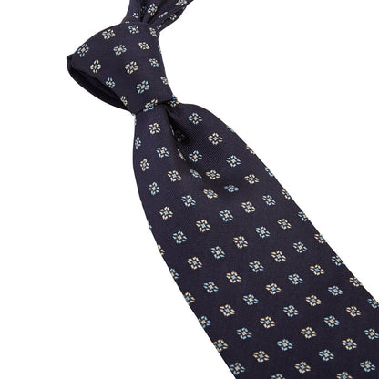 A handmade Sovereign Grade Midnight Blue Square Floral Jacquard Tie - KirbyAllison.com.