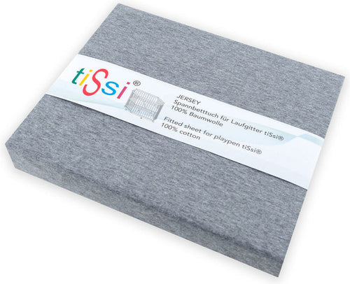 tiSsi Spannbettlaken für 6-eckiges Laufgitter in Grau aus 100 % Baumwolle