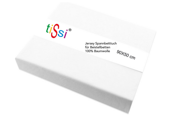 tiSsi MAXI Spannbettlaken Weiß 90 × 50 cm für Boxspring-Beistellbett