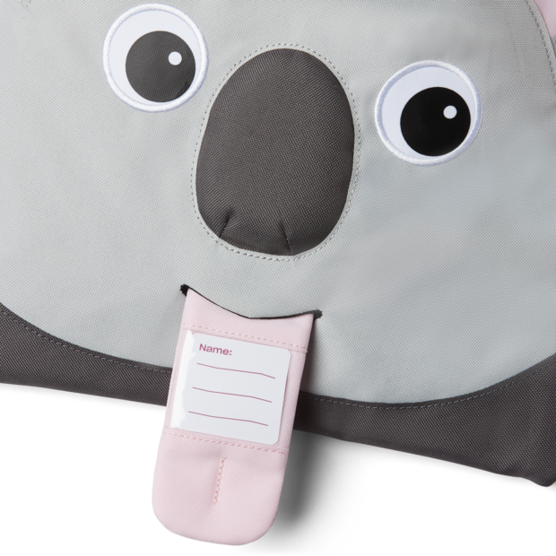 Grauer Affenzahn Sportbeutel Koala – Detailansicht des wasserabweisenden Kinder-Turnbeutels aus recyceltem Material