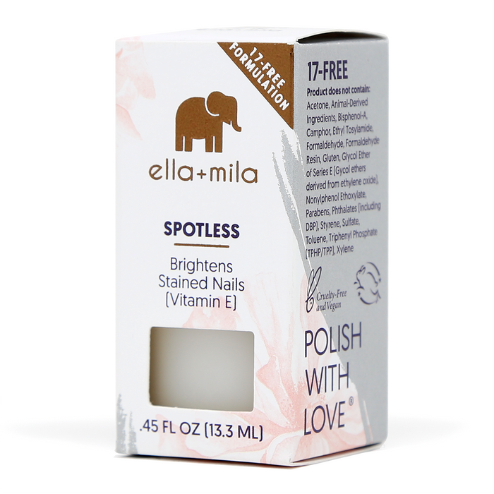 Spotless vitamin E treatment for stained nails with its retail box, 0.45 fl oz