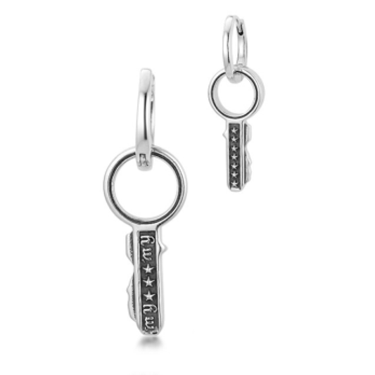 Sterling Silver 925 Key and loop Earring (This earring is sold individually (not as a pair).