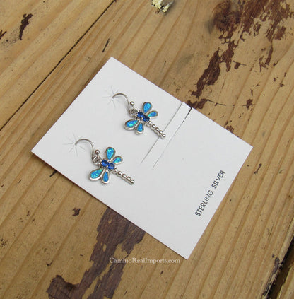 Sterling Silver Blue Topaz and Opal Earrings STER007