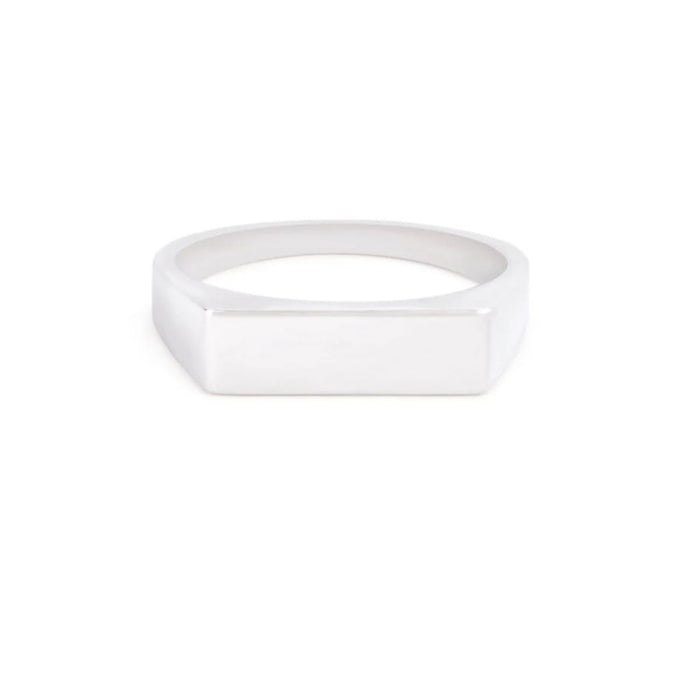 Sterling Silver Rhodium-Polished Signet Ring – 4mm x 16mm Face