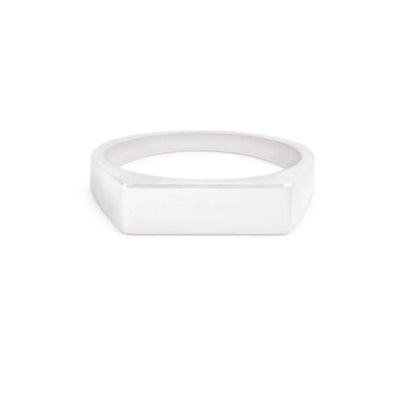 Sterling Silver Rhodium-Polished Signet Ring – 4mm x 16mm Face