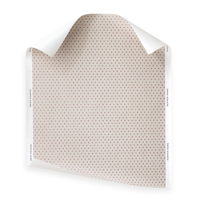 Stevie Lilac cream wallpaper sample with delicate coral dots made to order and manufactured in the USA with short lead times