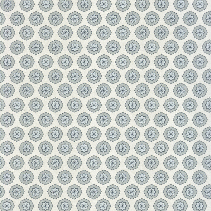 Stevie Sea blue gray geometric floral wallpaper made to order in the USA with short lead times