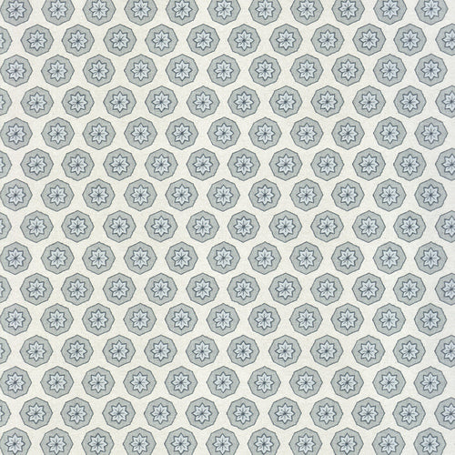 Stevie Sea blue gray geometric floral wallpaper made to order in the USA with short lead times
