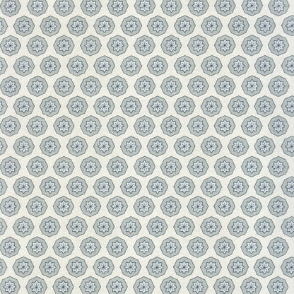 Stevie Sea blue gray geometric floral wallpaper made to order in the USA with short lead times