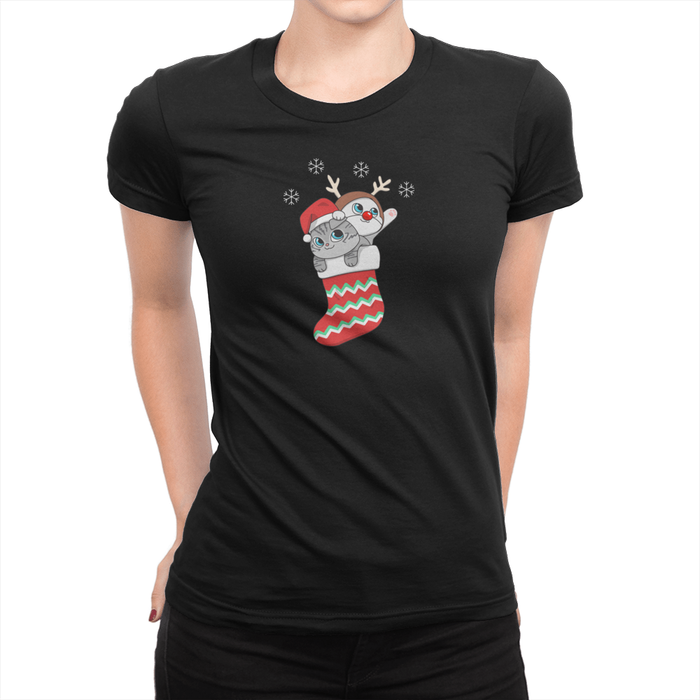 Stocking Stuf-fur Holiday Ladies Shirt Black