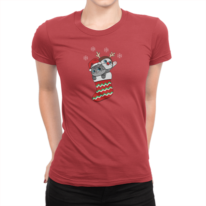Stocking Stuf-fur Holiday Ladies Shirt Red