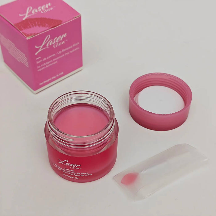 Before and after results using the LaserGlow lip mask—moisturizing treatment that smooths flakes and softens dehydrated lips for a healthier look
