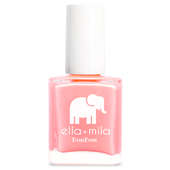 Sugar Rush bright peachy pink nail polish bottle – ella+mila BonBon