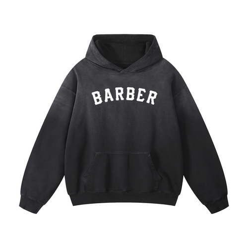Sun Faded Barber Oversized Hoodie - Black