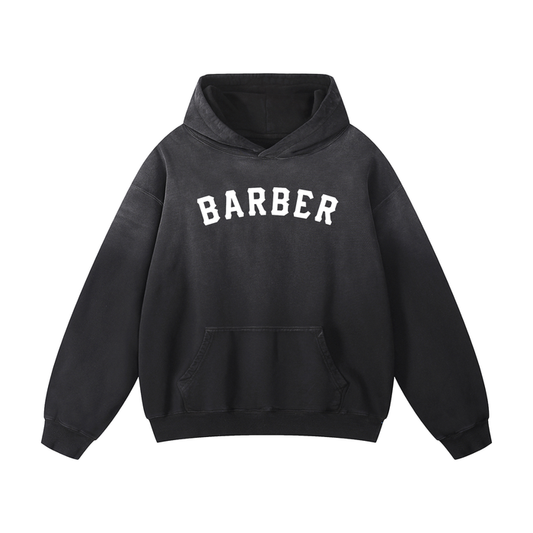 Sun Faded Barber Oversized Hoodie - Black