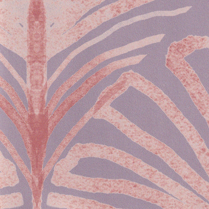 Suzy Lilac fabric close-up showing hand-painted palms with lilac and pink tones for custom curtains by Pepper Home.