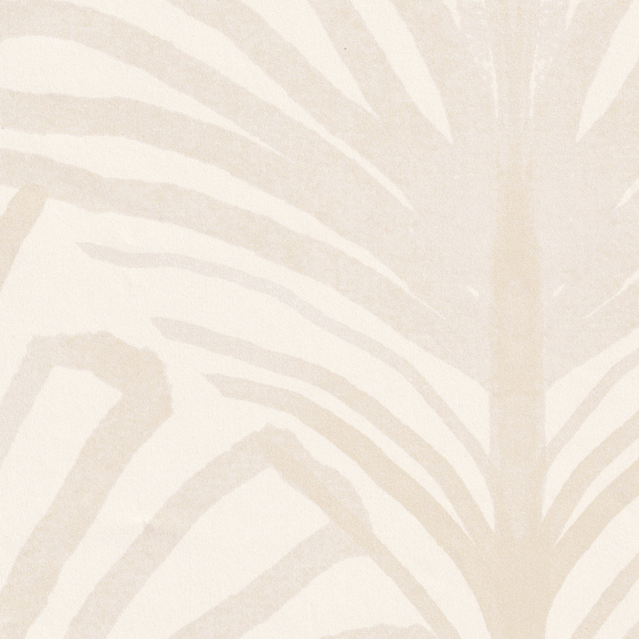 Suzy Sand fabric with soft palm leaf pattern in neutral tones, made-to-order with short lead times, manufactured in the USA