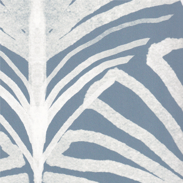 Close-up of Suzy Steel fabric with soft gray and white botanical pattern, made-to-order, short lead times, manufactured in the USA