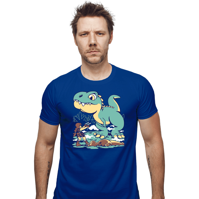 Shirts Fitted Shirts, Mens / Small / Royal Blue T Rex Surprise