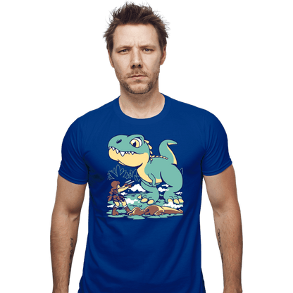 Shirts Fitted Shirts, Mens / Small / Royal Blue T Rex Surprise