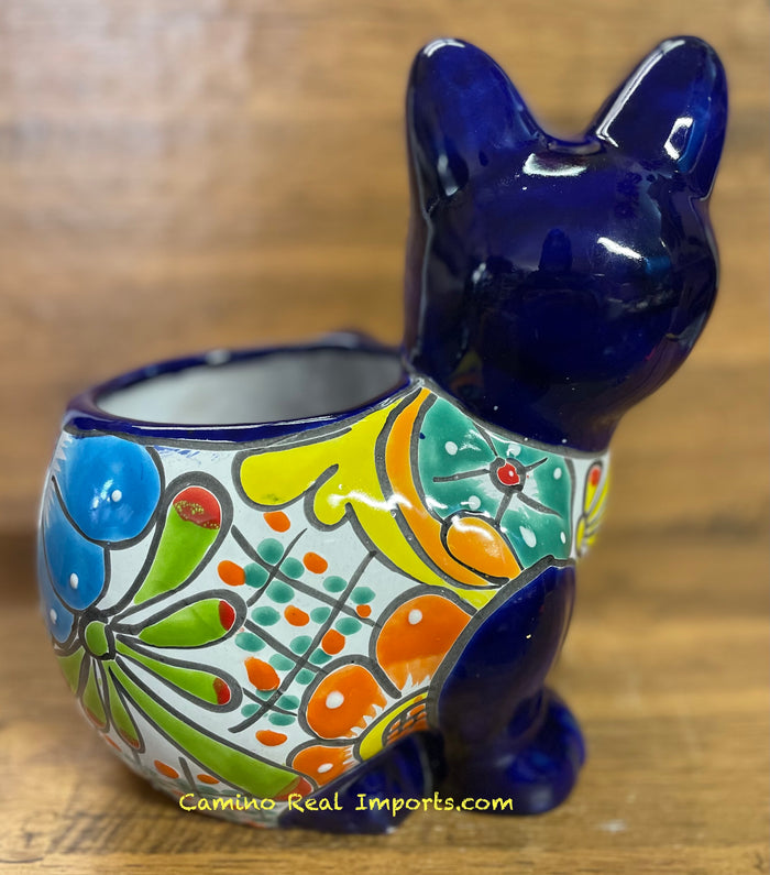 TALAVERA CAT FLOWER POT PLANTER TCTP011